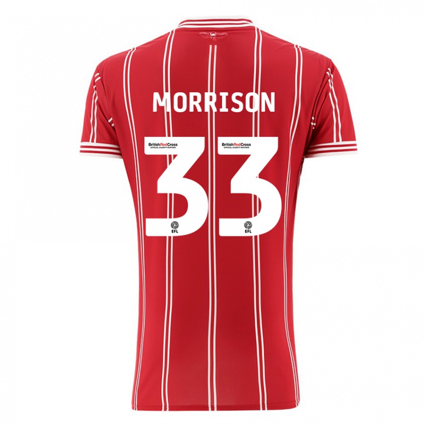 Niño Camiseta Elijah Morrison #33 Rojo 1ª Equipación 2023/24 La Camisa Chile