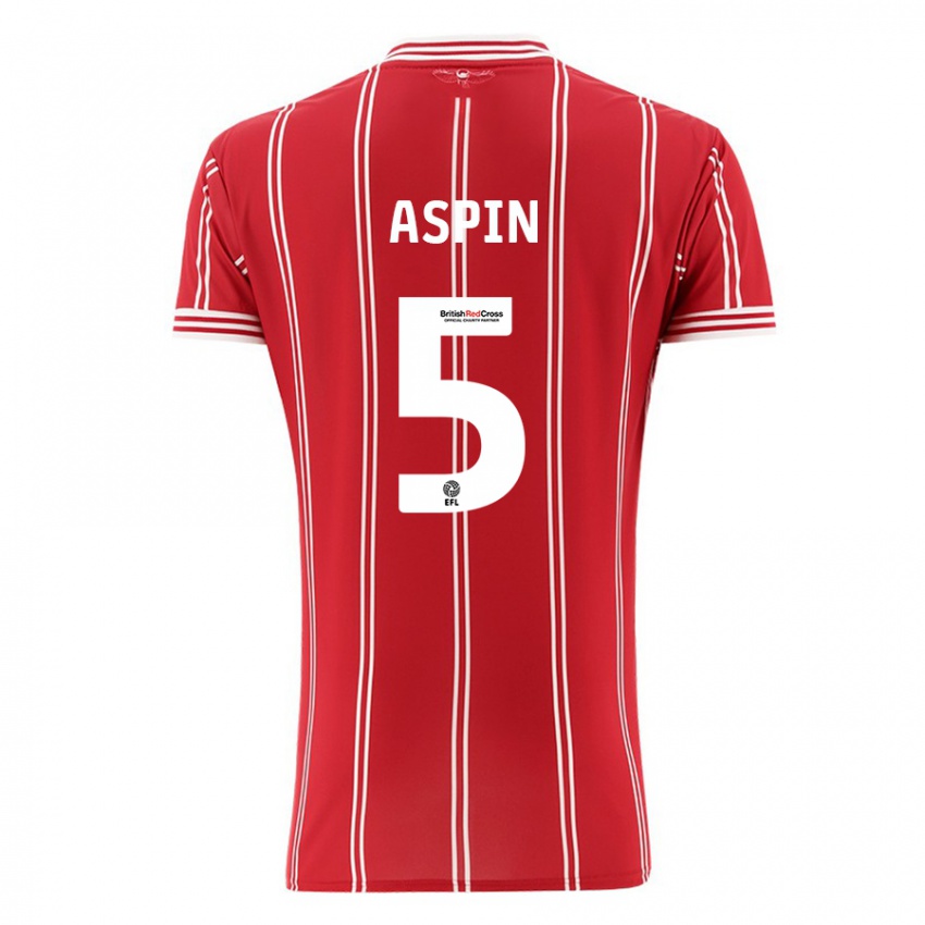 Niño Camiseta Brooke Aspin #5 Rojo 1ª Equipación 2023/24 La Camisa Chile