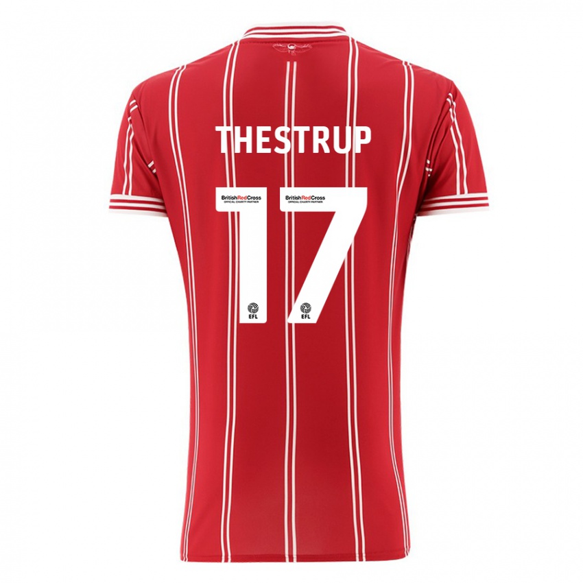 Niño Camiseta Amalie Thestrup #17 Rojo 1ª Equipación 2023/24 La Camisa Chile