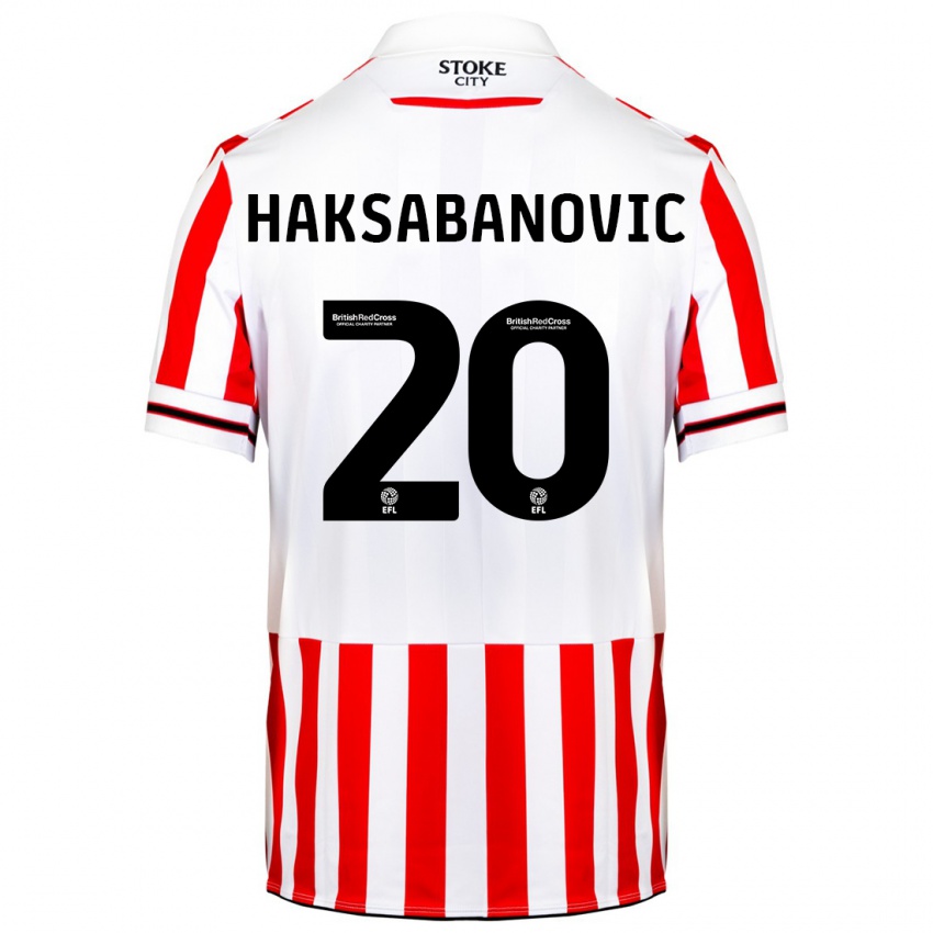 Niño Camiseta Sead Hakšabanović #20 Rojo Blanco 1ª Equipación 2023/24 La Camisa Chile