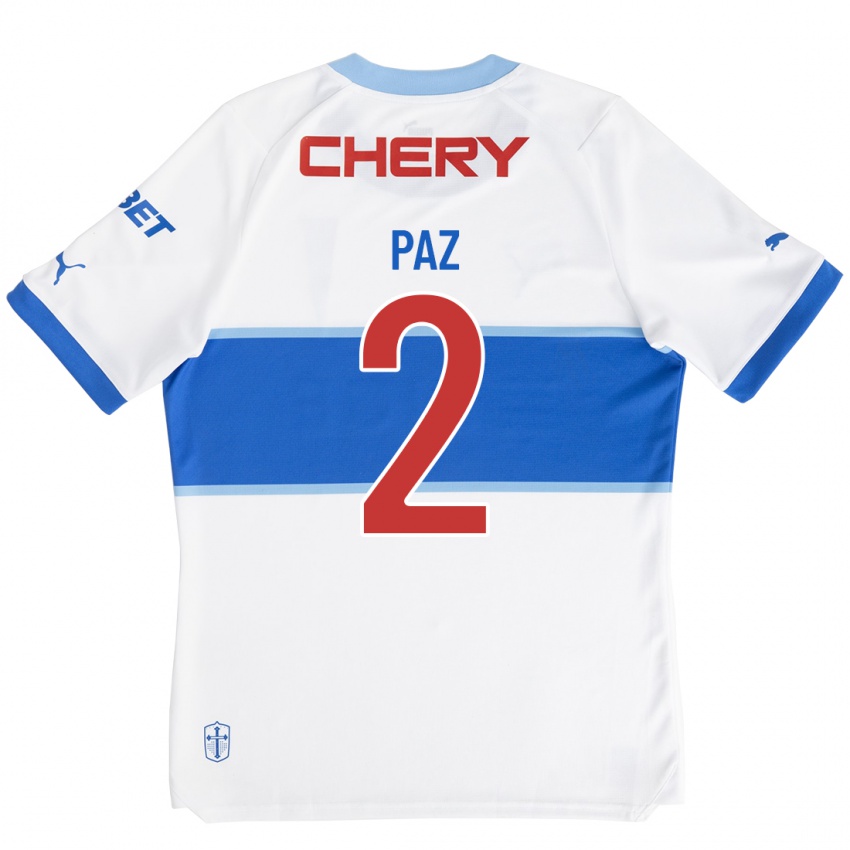 Niño Camiseta Nehuén Paz #2 Blanco 1ª Equipación 2023/24 La Camisa Chile