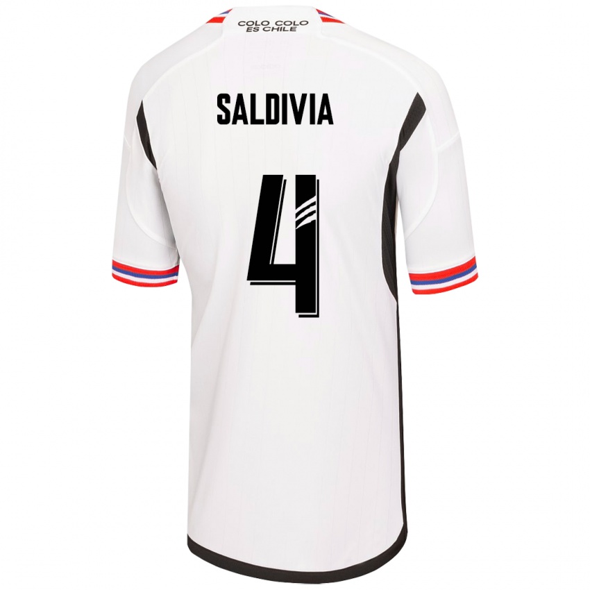 Niño Camiseta Alan Saldivia #4 Blanco 1ª Equipación 2023/24 La Camisa Chile