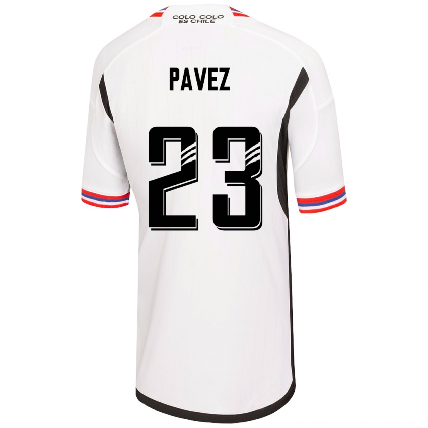 Niño Camiseta Esteban Pavez #23 Blanco 1ª Equipación 2023/24 La Camisa Chile