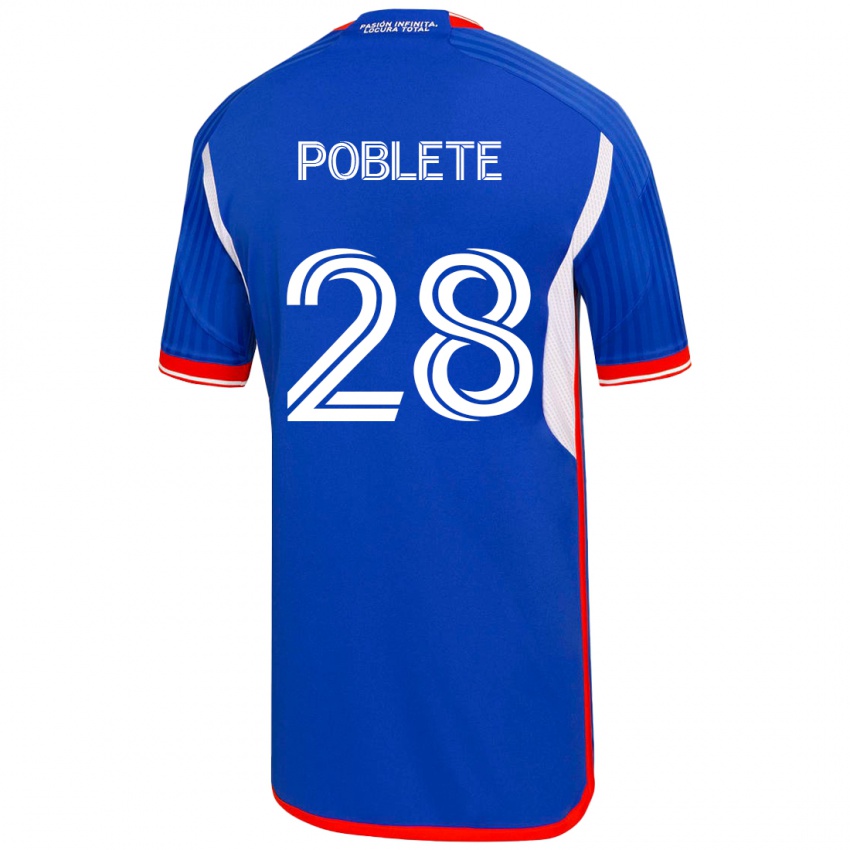 Niño Camiseta Israel Poblete #28 Azul 1ª Equipación 2023/24 La Camisa Chile