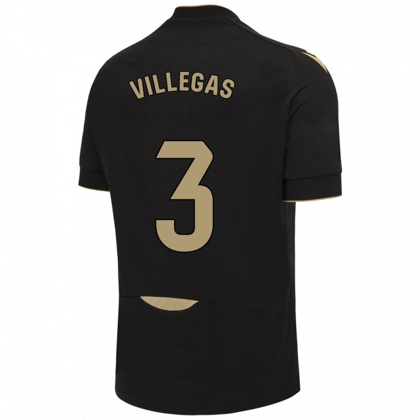 Niño Camiseta Virginia Villegas Rico #3 Negro 2ª Equipación 2023/24 La Camisa Chile