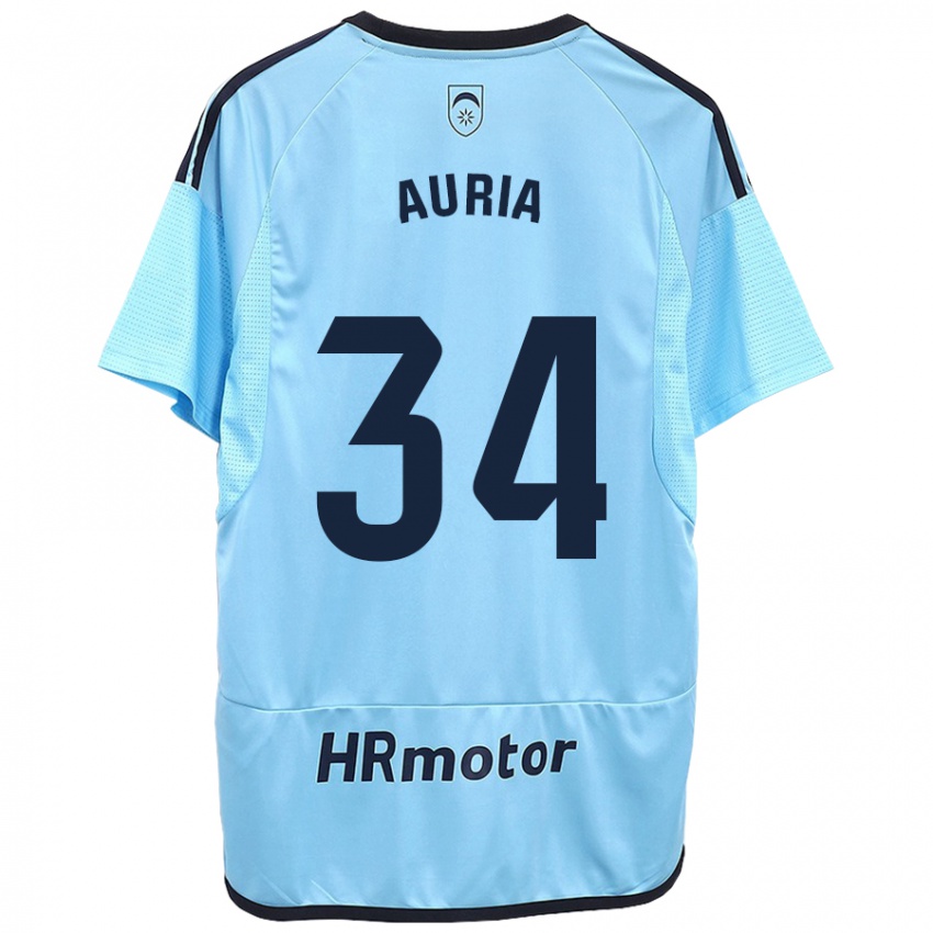 Niño Camiseta Miguel Auria #34 Azul 2ª Equipación 2023/24 La Camisa Chile