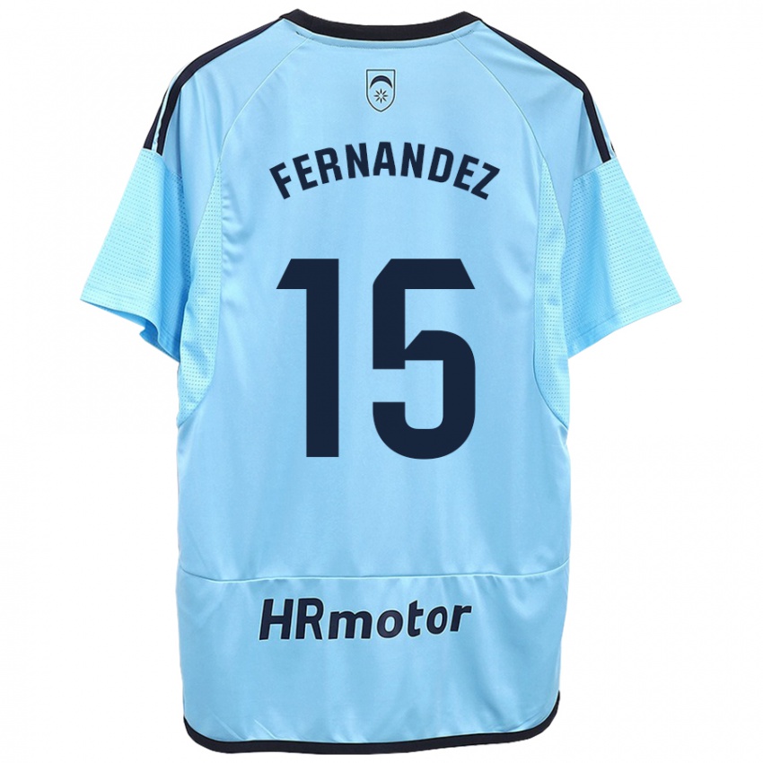 Niño Camiseta Leyre Fernández Sánchez #15 Azul 2ª Equipación 2023/24 La Camisa Chile