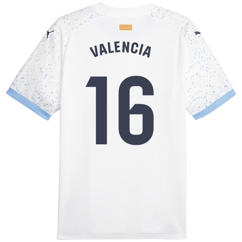 Niño Camiseta Carla Valencia #16 Blanco 2ª Equipación 2023/24 La Camisa Chile