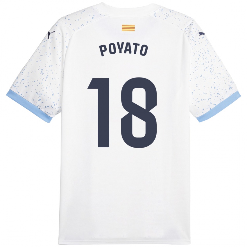 Niño Camiseta Marina Poyato #18 Blanco 2ª Equipación 2023/24 La Camisa Chile