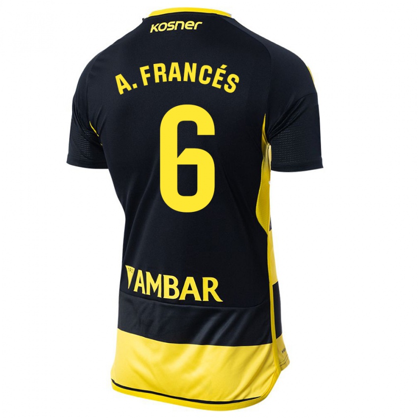 Niño Camiseta Alejandro Francés #6 Negro Amarillo 2ª Equipación 2023/24 La Camisa Chile