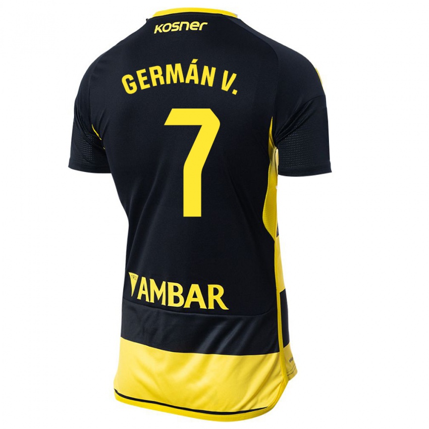 Niño Camiseta German Valera #7 Negro Amarillo 2ª Equipación 2023/24 La Camisa Chile