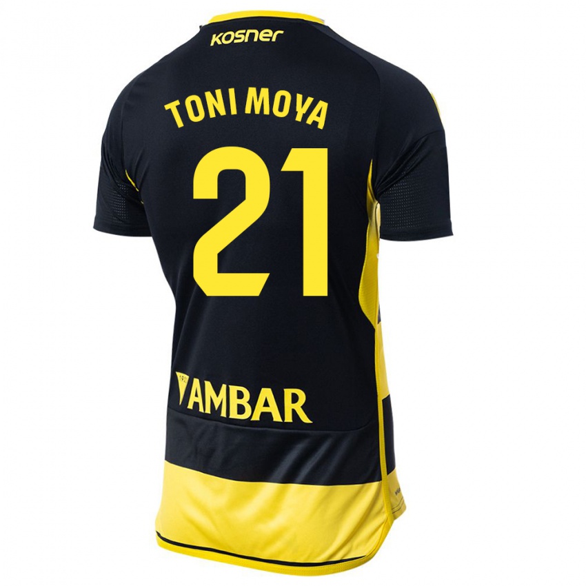 Niño Camiseta Toni Moya #21 Negro Amarillo 2ª Equipación 2023/24 La Camisa Chile