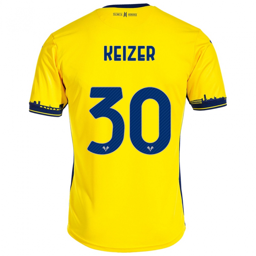 Niño Camiseta Fanny Keizer #30 Amarillo 2ª Equipación 2023/24 La Camisa Chile