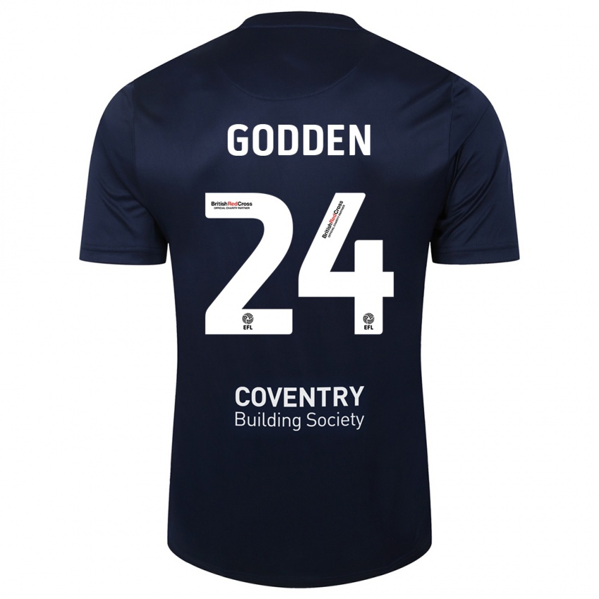 Niño Camiseta Matt Godden #24 Rojo Azul Marino 2ª Equipación 2023/24 La Camisa Chile