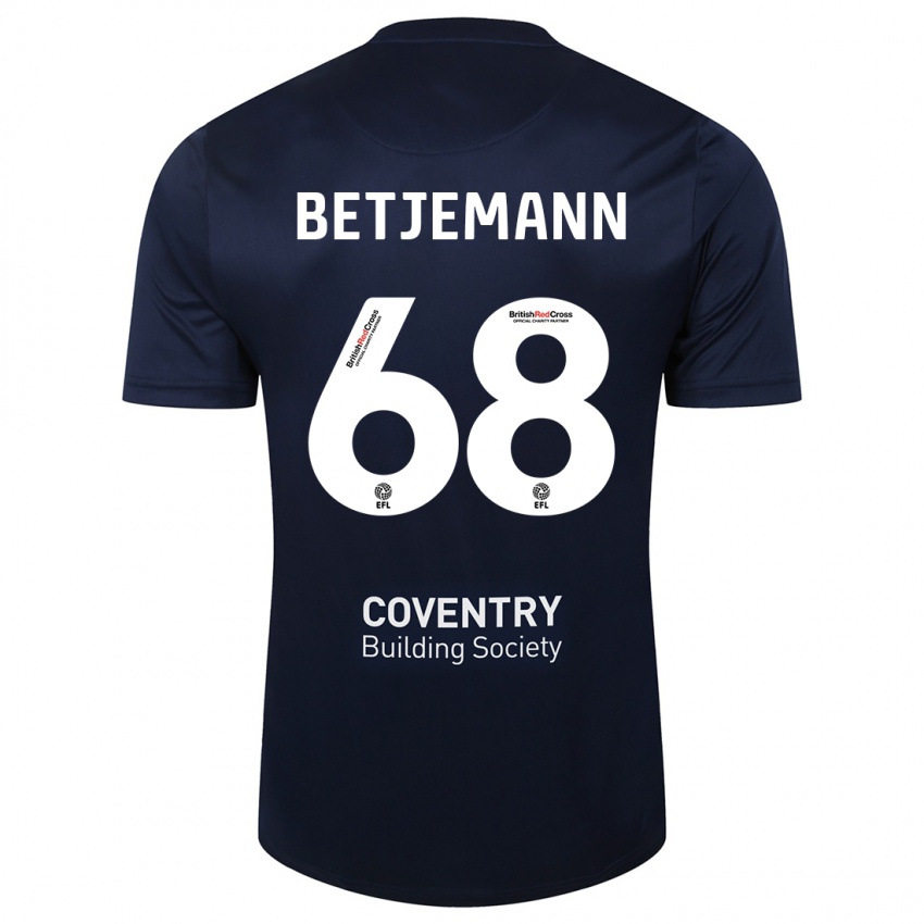 Niño Camiseta Elliot Betjemann #68 Rojo Azul Marino 2ª Equipación 2023/24 La Camisa Chile