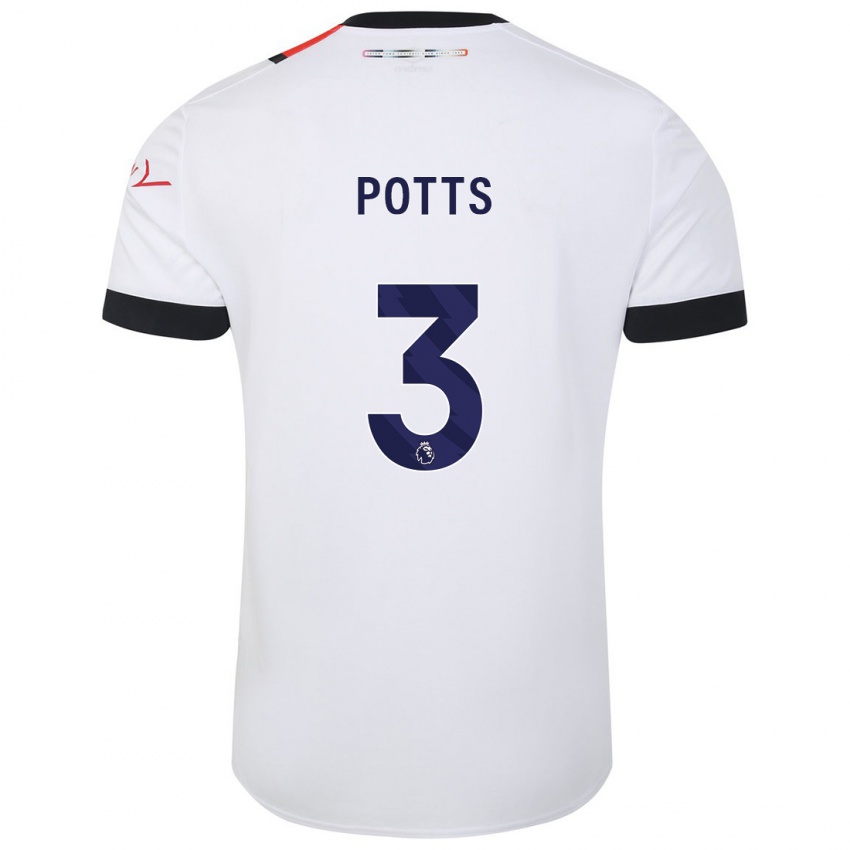 Niño Camiseta Dan Potts #3 Blanco 2ª Equipación 2023/24 La Camisa Chile