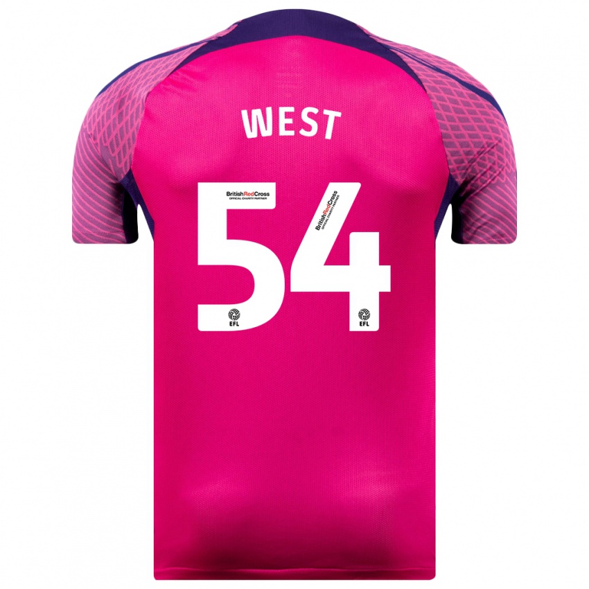 Niño Camiseta Ella West #54 Morado 2ª Equipación 2023/24 La Camisa Chile