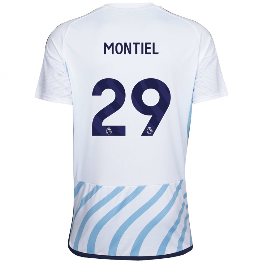 Niño Camiseta Gonzalo Montiel #29 Blanco Azul 2ª Equipación 2023/24 La Camisa Chile