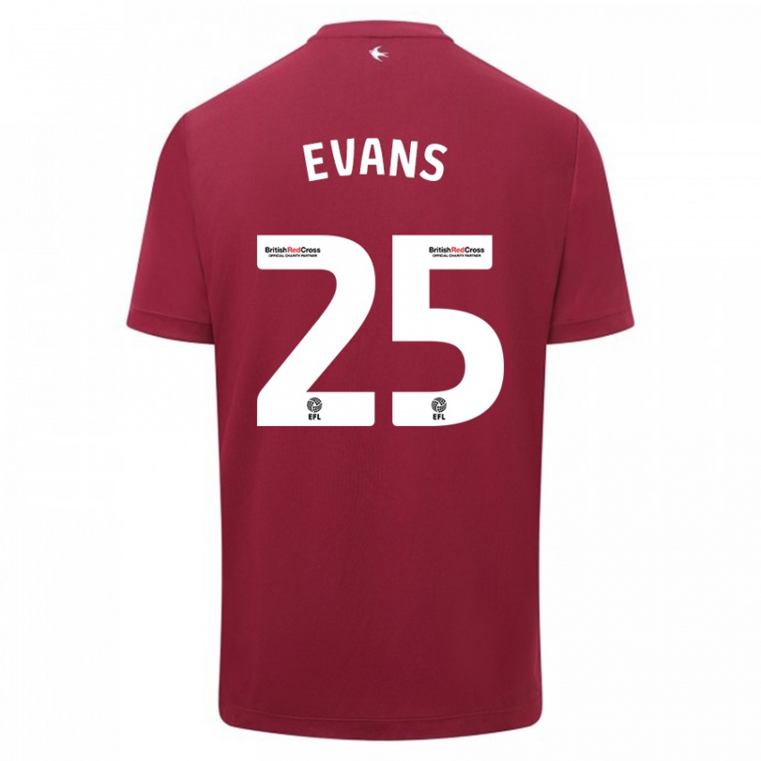 Niño Camiseta Kieron Evans #25 Rojo 2ª Equipación 2023/24 La Camisa Chile