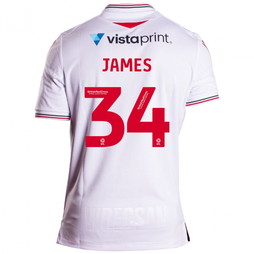 Niño Camiseta Aaron James #34 Blanco 2ª Equipación 2023/24 La Camisa Chile