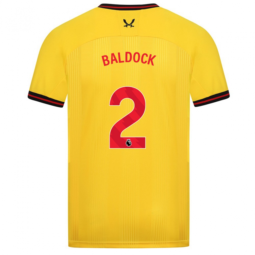 Niño Camiseta George Baldock #2 Amarillo 2ª Equipación 2023/24 La Camisa Chile