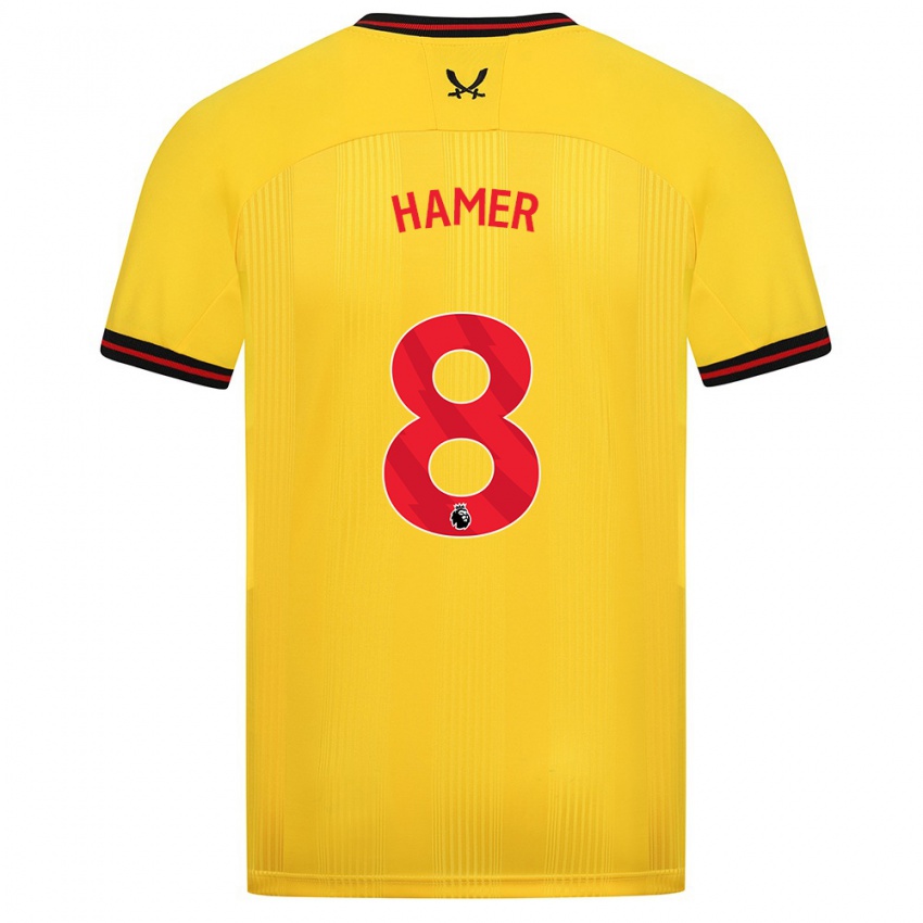 Niño Camiseta Gustavo Hamer #8 Amarillo 2ª Equipación 2023/24 La Camisa Chile