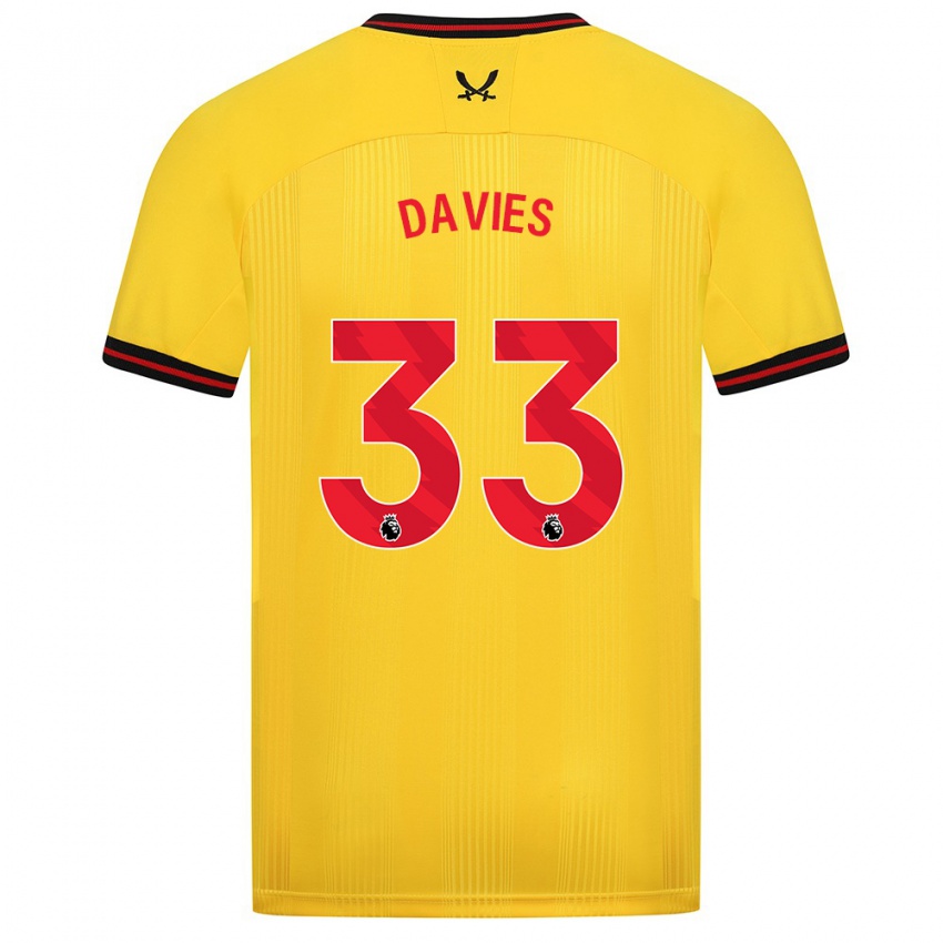 Niño Camiseta Bethan Davies #33 Amarillo 2ª Equipación 2023/24 La Camisa Chile