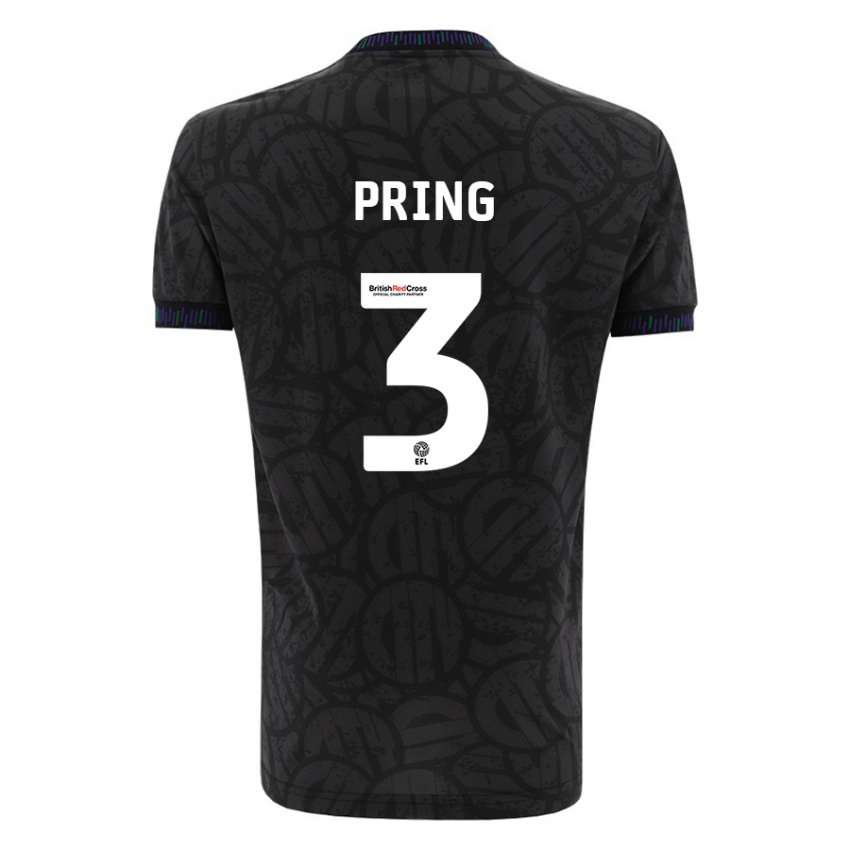 Niño Camiseta Cameron Pring #3 Negro 2ª Equipación 2023/24 La Camisa Chile