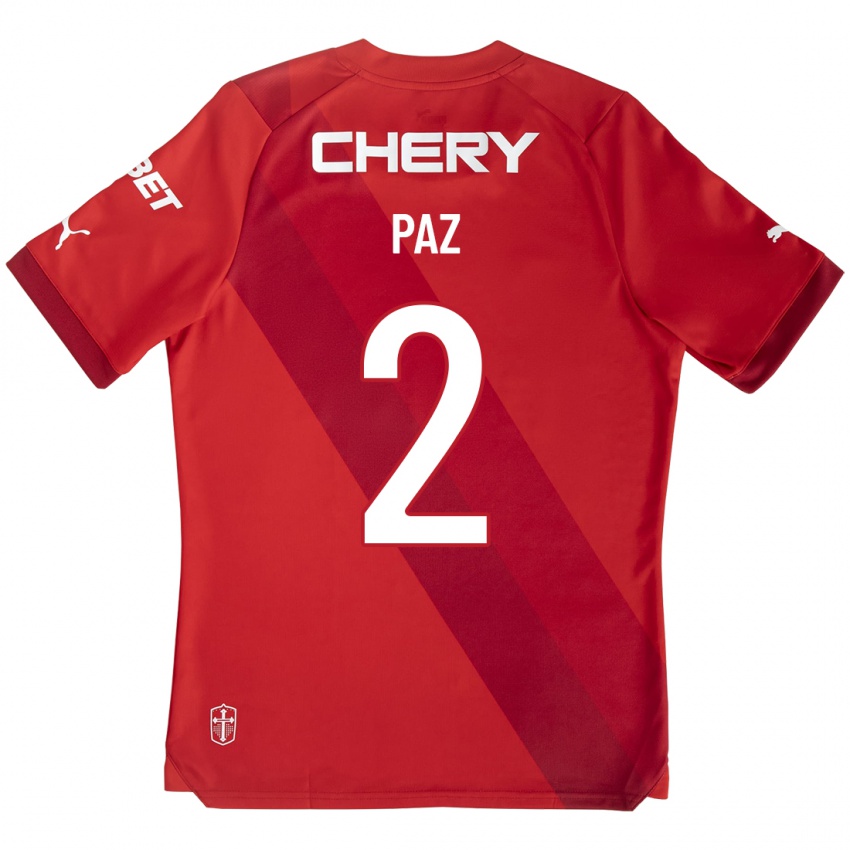 Niño Camiseta Nehuén Paz #2 Rojo 2ª Equipación 2023/24 La Camisa Chile