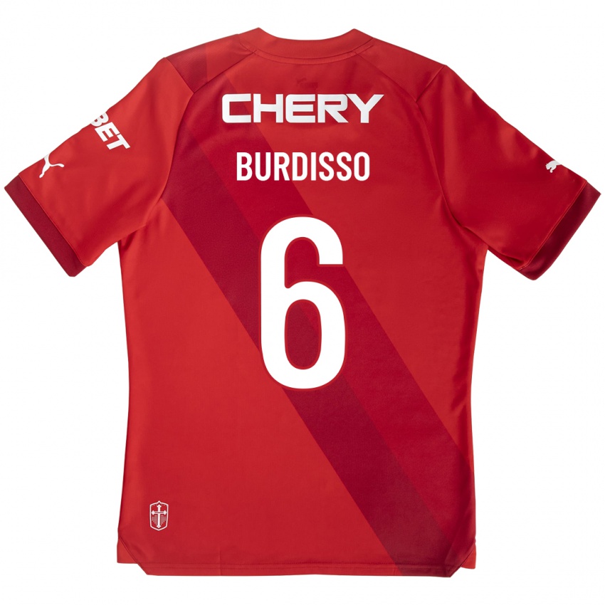 Niño Camiseta Guillermo Burdisso #6 Rojo 2ª Equipación 2023/24 La Camisa Chile
