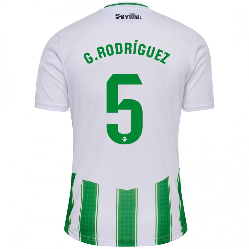 Hombre Camiseta Guido Rodriguez #5 Blanco 1ª Equipación 2023/24 La Camisa Chile