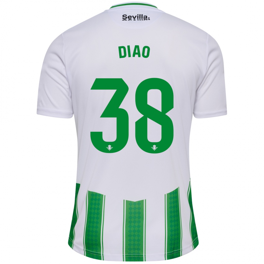 Hombre Camiseta Assane Diao #38 Blanco 1ª Equipación 2023/24 La Camisa Chile