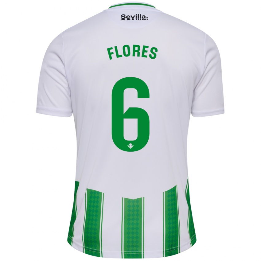 Hombre Camiseta Mateo Flores #6 Blanco 1ª Equipación 2023/24 La Camisa Chile