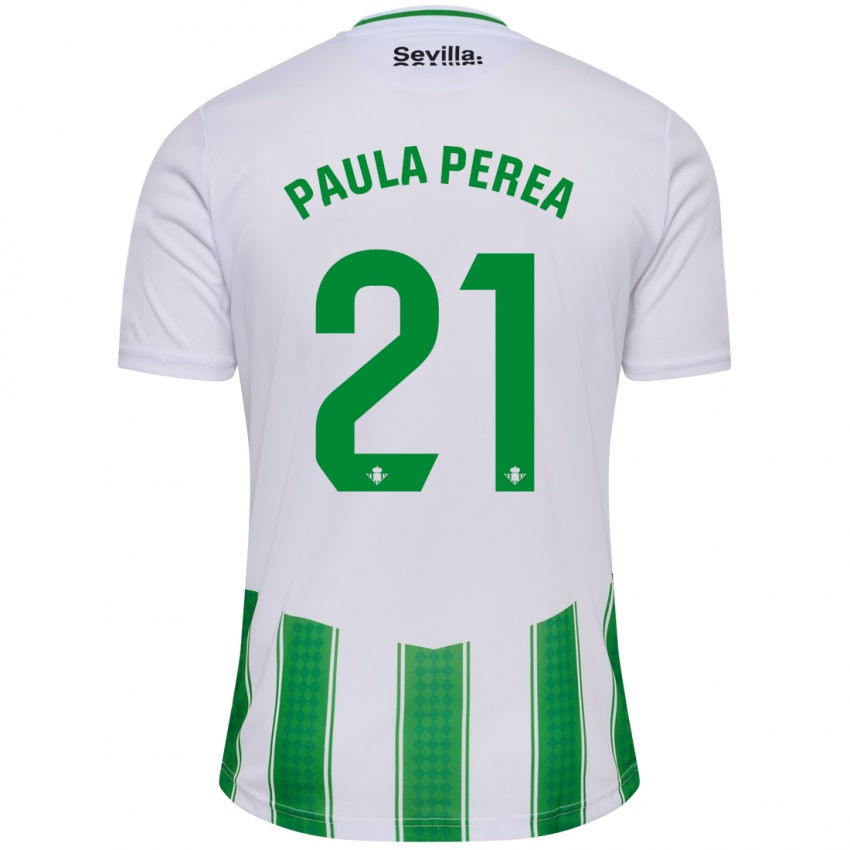 Hombre Camiseta Paula Perea Ramírez #21 Blanco 1ª Equipación 2023/24 La Camisa Chile