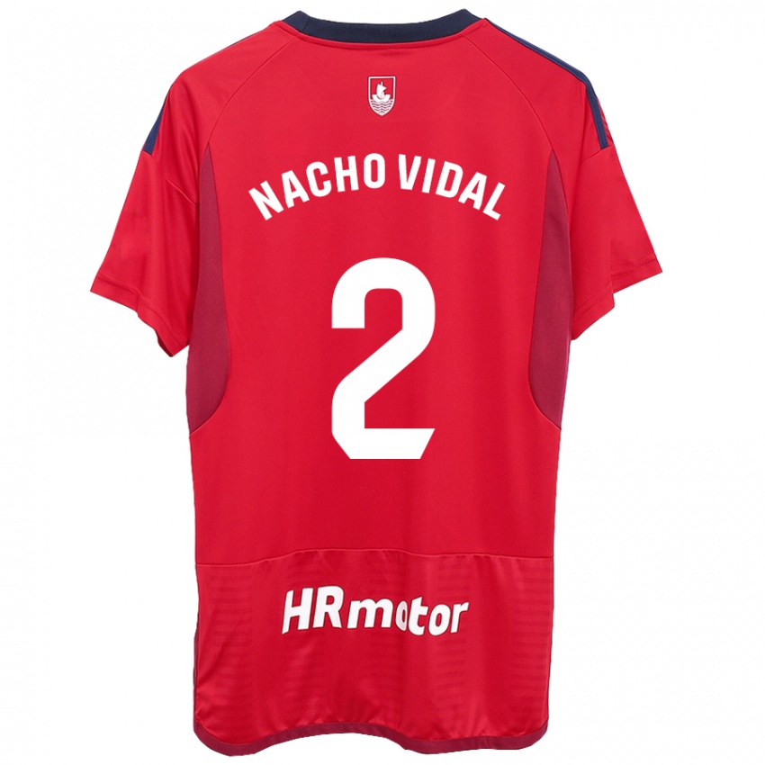 Hombre Camiseta Nacho Vidal #2 Rojo 1ª Equipación 2023/24 La Camisa Chile