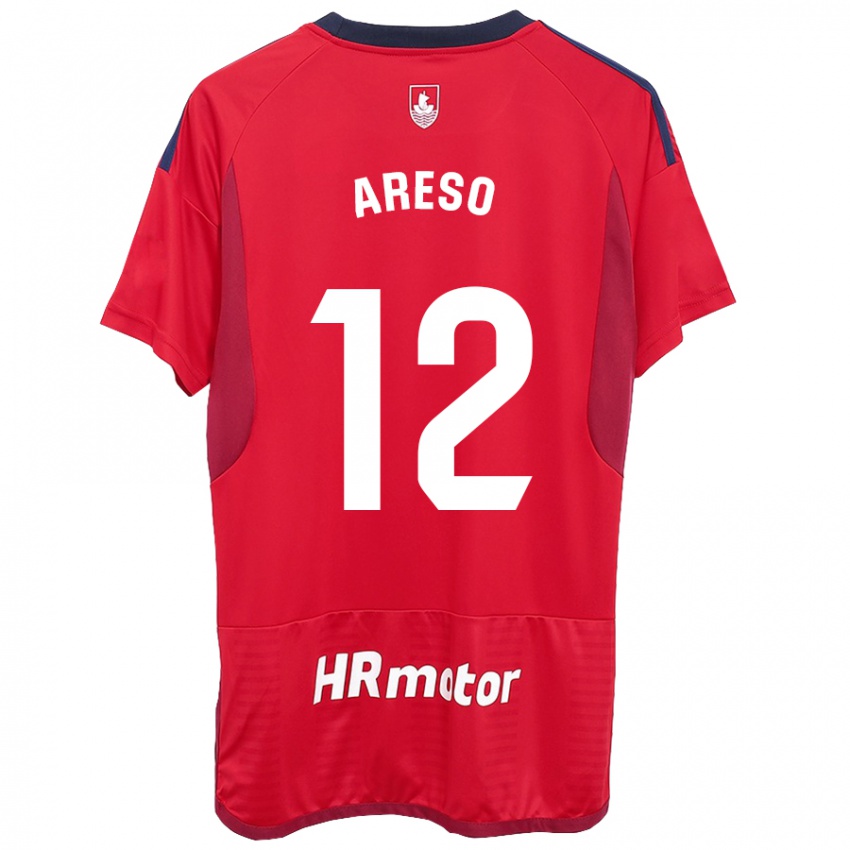 Hombre Camiseta Jesus Areso #12 Rojo 1ª Equipación 2023/24 La Camisa Chile