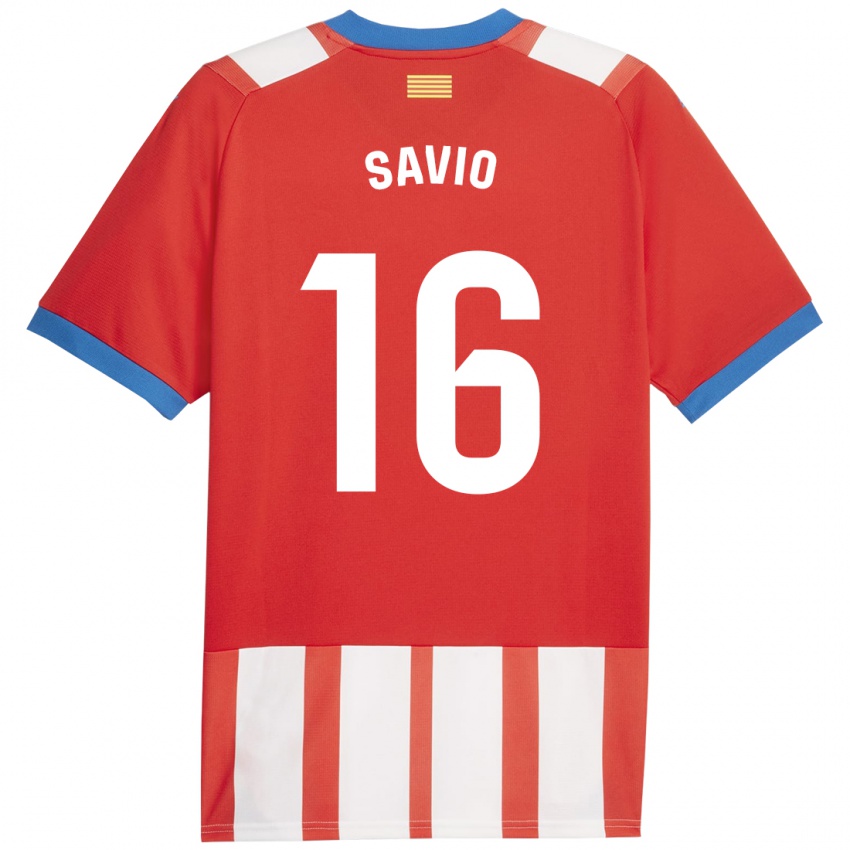 Hombre Camiseta Savio #16 Rojo Blanco 1ª Equipación 2023/24 La Camisa Chile