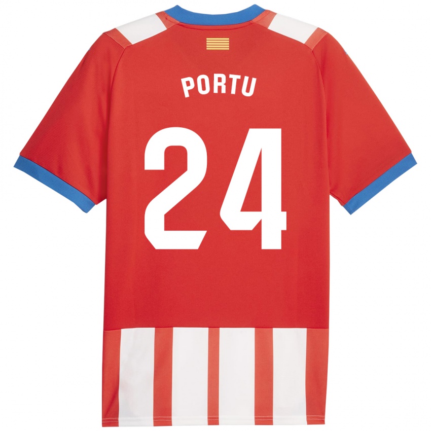 Hombre Camiseta Portu #24 Rojo Blanco 1ª Equipación 2023/24 La Camisa Chile