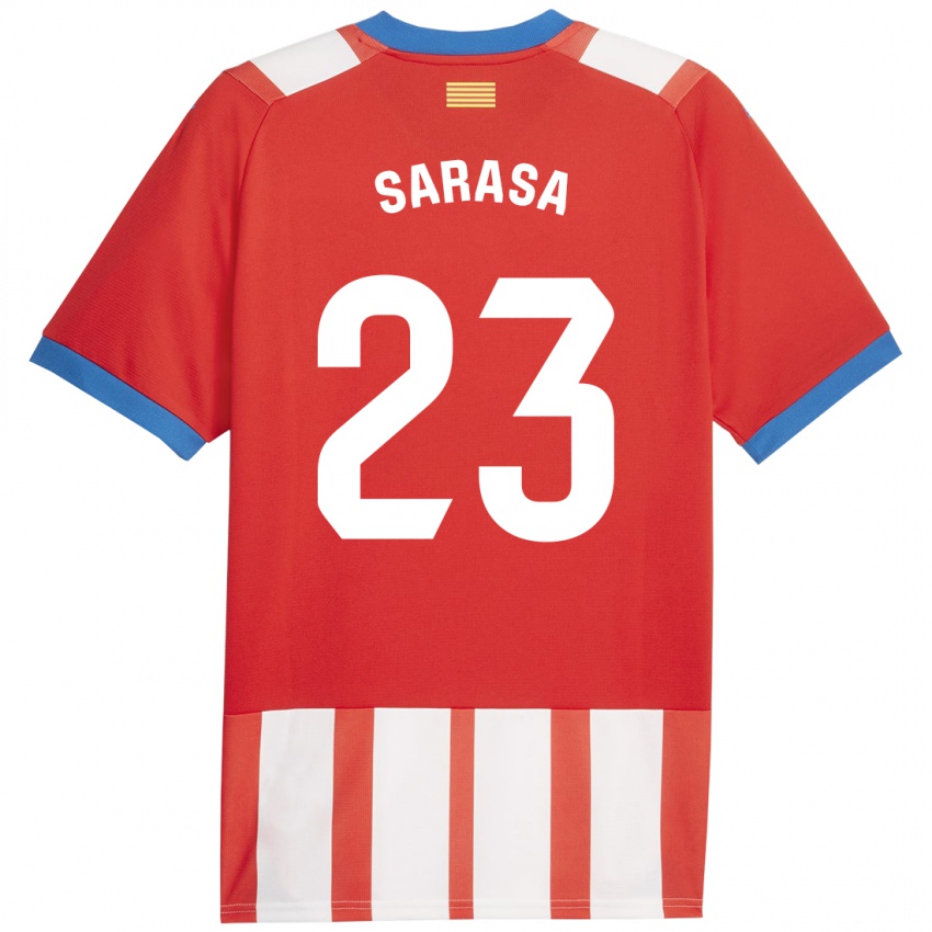 Hombre Camiseta Javier Sarasa #23 Rojo Blanco 1ª Equipación 2023/24 La Camisa Chile