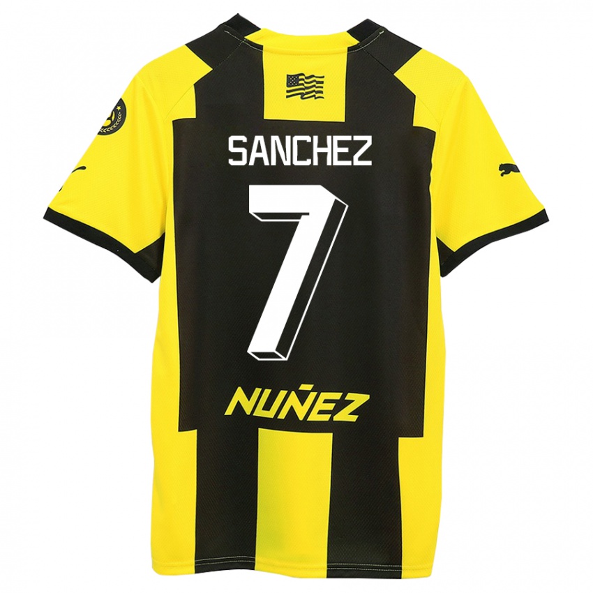 Hombre Camiseta Carlos Sánchez #7 Amarillo Negro 1ª Equipación 2023/24 La Camisa Chile