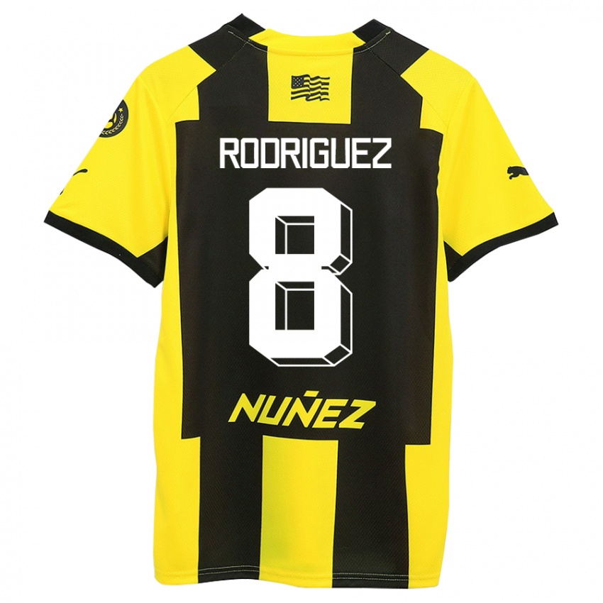 Hombre Camiseta Sebastián Rodríguez #8 Amarillo Negro 1ª Equipación 2023/24 La Camisa Chile