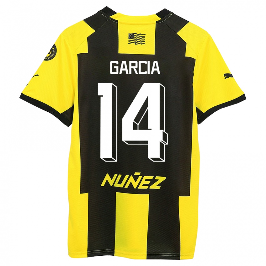 Hombre Camiseta Damián García #14 Amarillo Negro 1ª Equipación 2023/24 La Camisa Chile