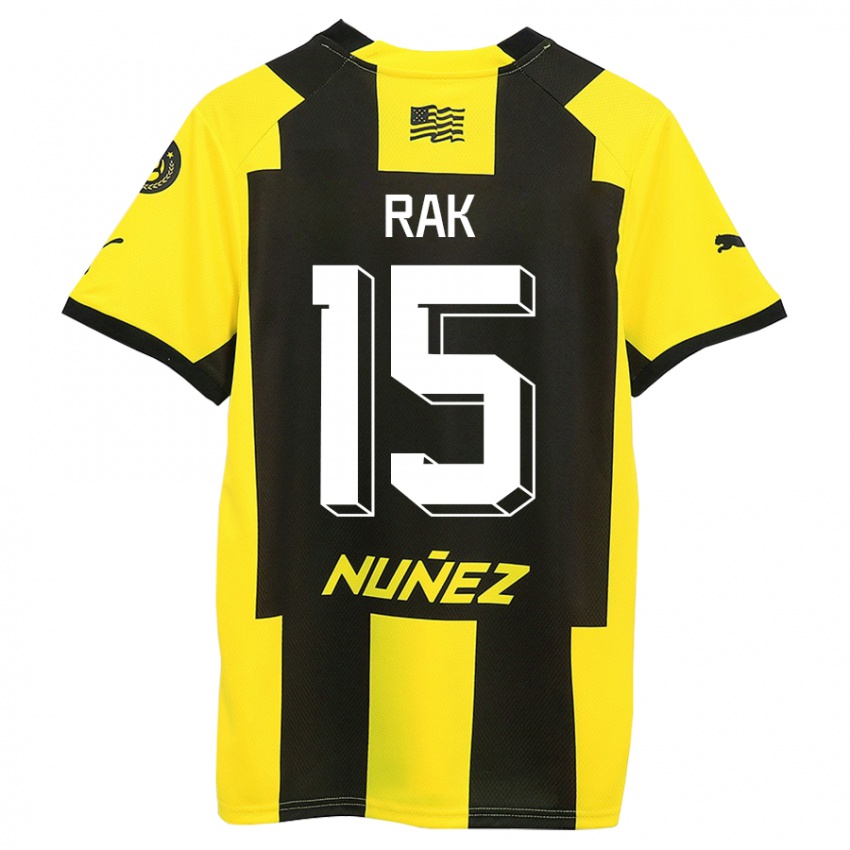 Hombre Camiseta Yonatthan Rak #15 Amarillo Negro 1ª Equipación 2023/24 La Camisa Chile
