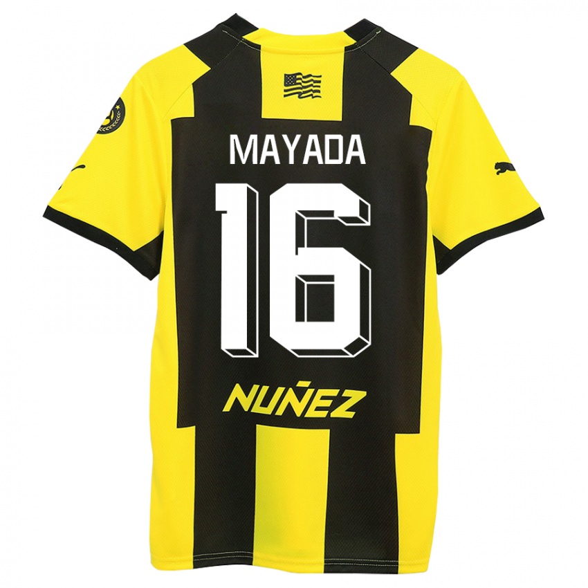 Hombre Camiseta Camilo Mayada #16 Amarillo Negro 1ª Equipación 2023/24 La Camisa Chile