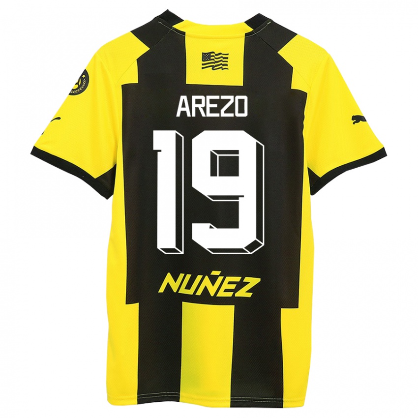 Hombre Camiseta Matías Arezo #19 Amarillo Negro 1ª Equipación 2023/24 La Camisa Chile