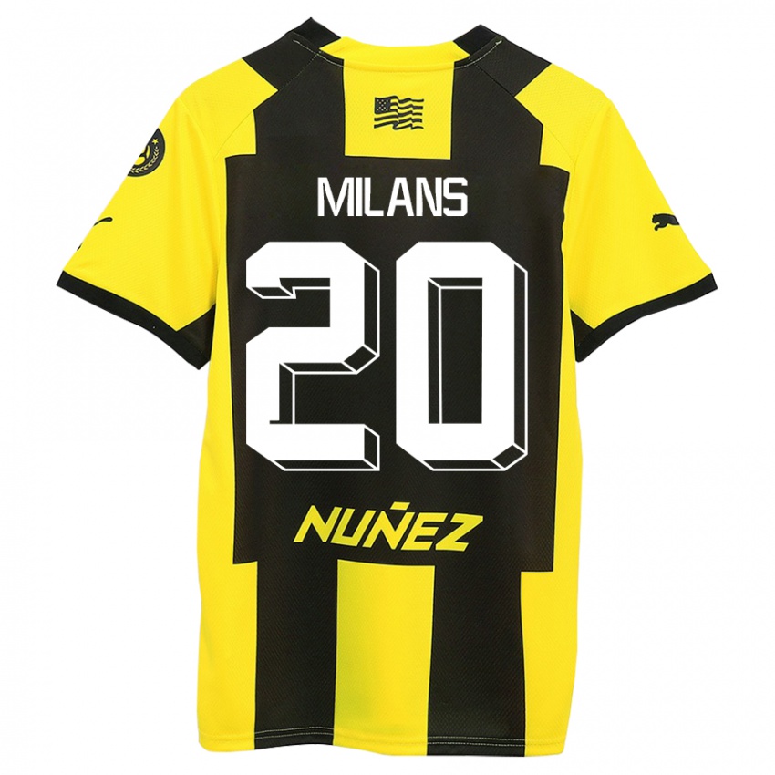 Hombre Camiseta Pedro Milans #20 Amarillo Negro 1ª Equipación 2023/24 La Camisa Chile