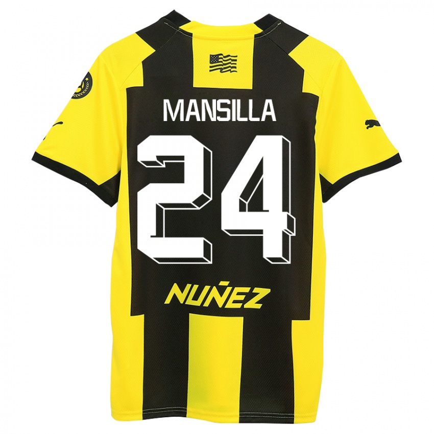 Hombre Camiseta Brian Mansilla #24 Amarillo Negro 1ª Equipación 2023/24 La Camisa Chile