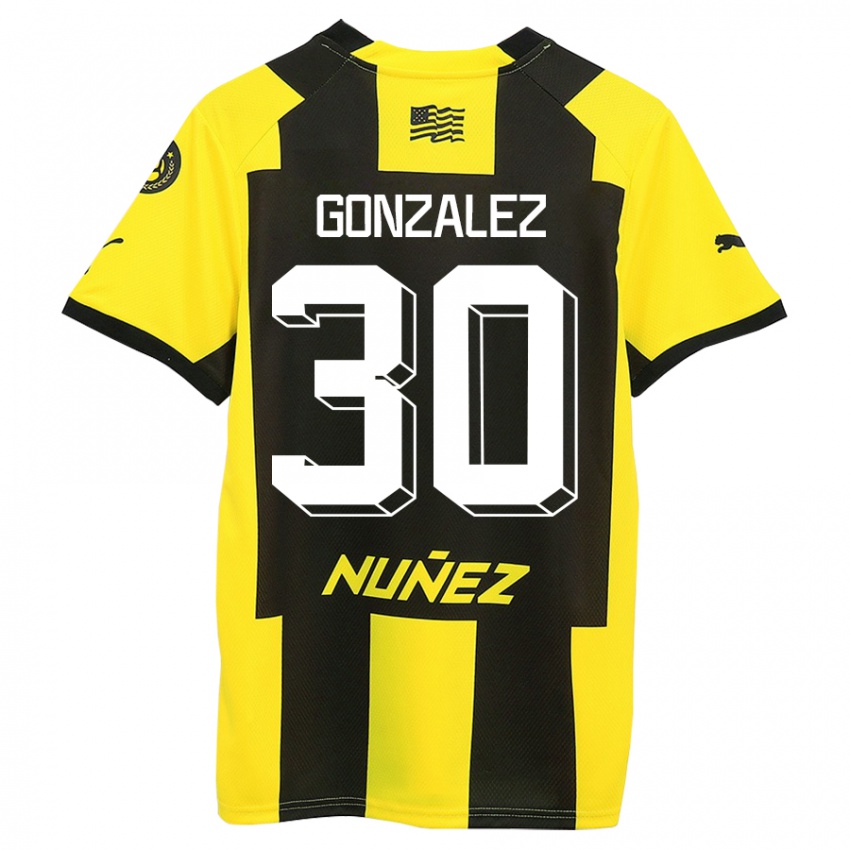 Hombre Camiseta Ángel González #30 Amarillo Negro 1ª Equipación 2023/24 La Camisa Chile