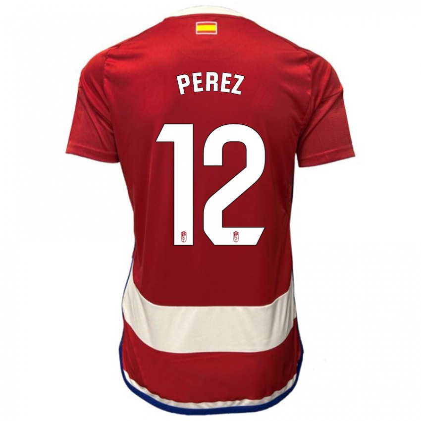 Hombre Camiseta Alba Pérez #12 Rojo 1ª Equipación 2023/24 La Camisa Chile