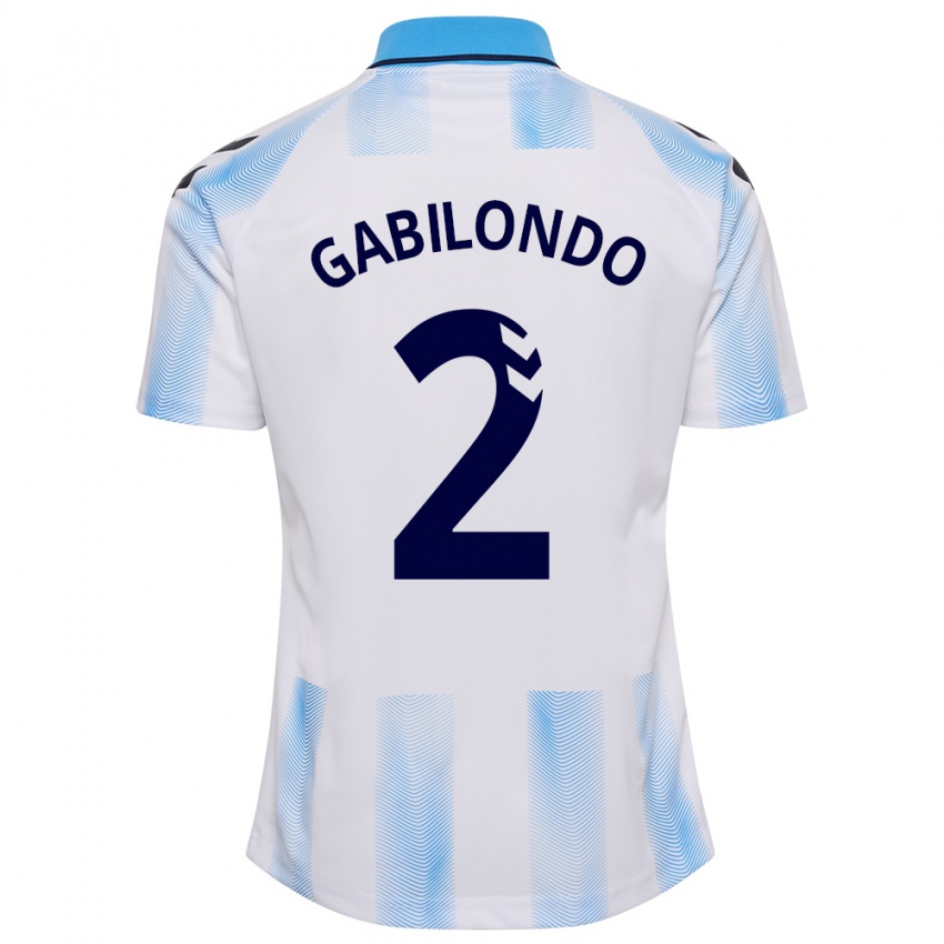 Hombre Camiseta Jokin Gabilondo #2 Blanco Azul 1ª Equipación 2023/24 La Camisa Chile